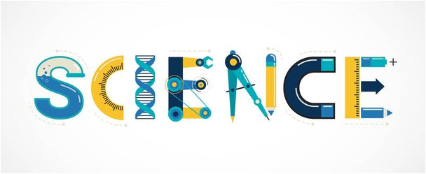 Věda banner, typografie a pozadí - Vektor, obrázek