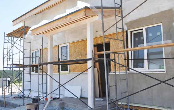 House renovation with plastering,  stucco walls with  insulation - Photo, Image
