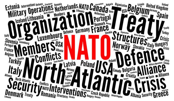 NATO word cloud concept  - Valokuva, kuva