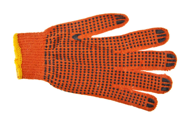 orange construction gloves isolated on white background close-up - Photo, Image