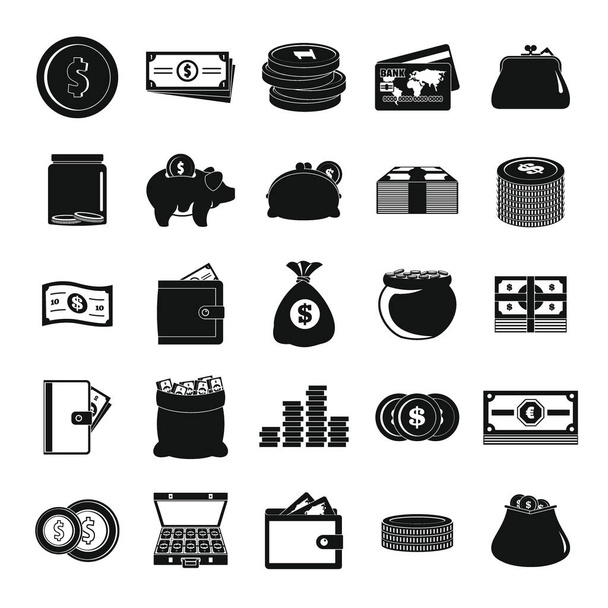 Money icons set, simple style - Vector, Image
