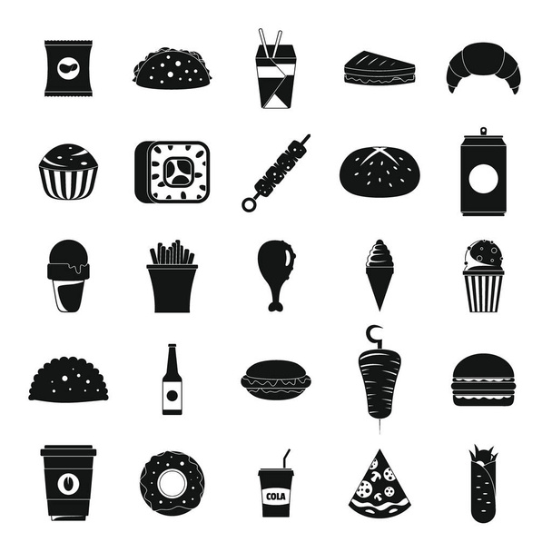 Fast food icons set, simple style - Vector, Image