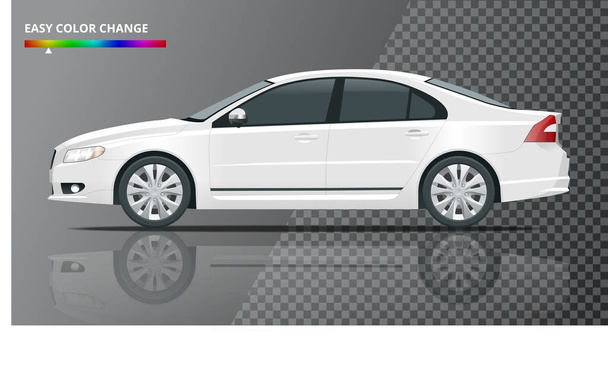 Side view of business sedan vehicle template vector isolated on transparent. View side. Change the color in one click. All elements in groups - Vector, Image