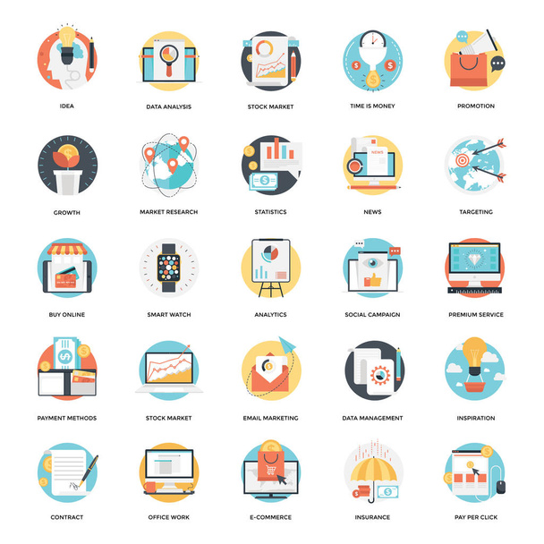 Business and Finnace Flat Icons Set 8 - Vector, Image