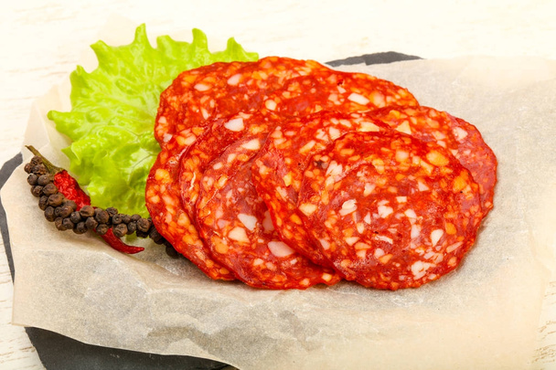 chorizo sausage on cooking paper - Photo, Image