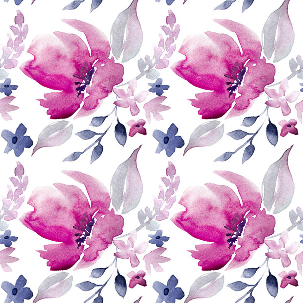 Бесшовный акварельный цветочный узор
 - Фото, изображение