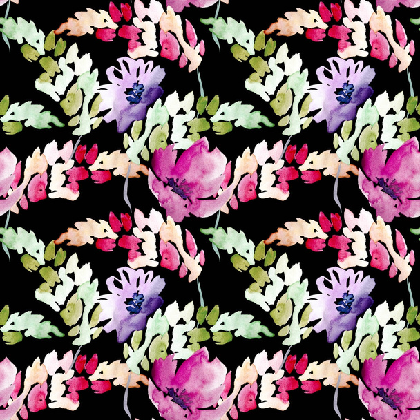 Seamless Watercolor Floral Pattern - Foto, Imagem