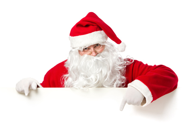 Santa Claus pointing on blank banner - Photo, Image