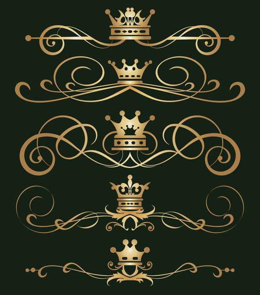 Vector set. Victorian Scrolls and crown. - Vecteur, image