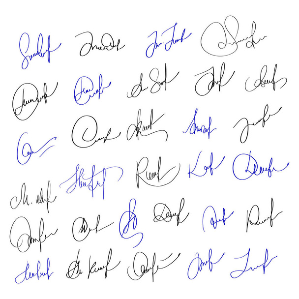 Εγχειρίδιο υπογραφής για έγγραφα σε άσπρο φόντο. Καλλιγραφία χέρι γράμματα εικονογράφηση διάνυσμα Eps10 - Διάνυσμα, εικόνα