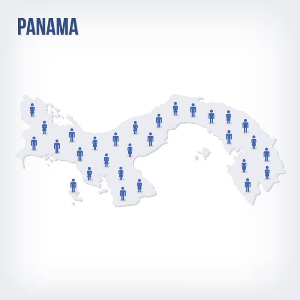 Vektör insanlar Panama Haritası. Nüfus kavramı. Reklam, infographics ve istatistikler görselleştirme sunularda kullanılabilir. - Vektör, Görsel