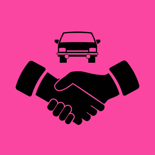 kézfogás és autó lapos ikon  - Vektor, kép