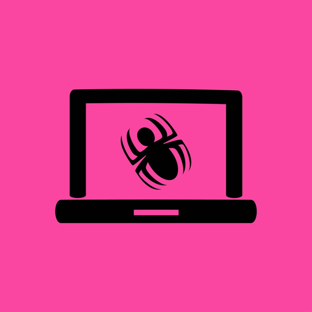 fertőzött Laptop, lapos malware-ikon - Vektor, kép