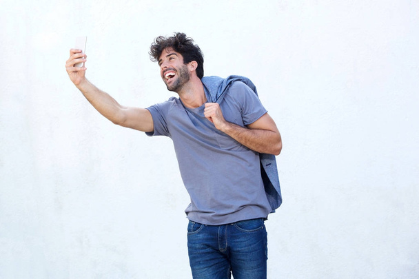 man taking selfie with mobile phone - Foto, imagen