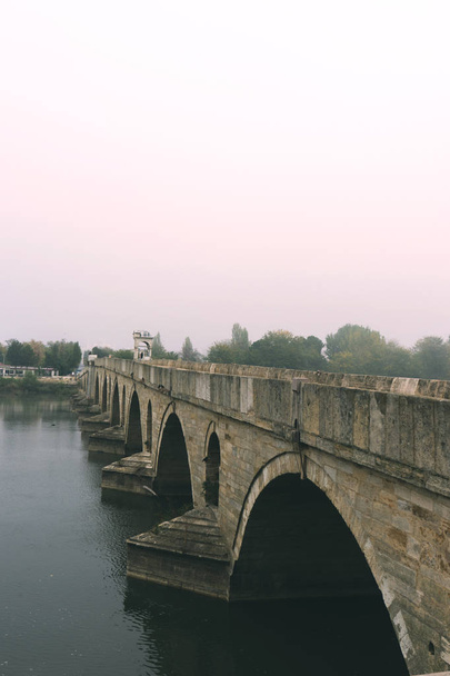 Régi híd Meric vagy Evros folyó Edirne, Törökország - Fotó, kép