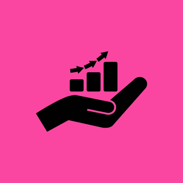 Hand and graph sign flat icon - Vector, Image