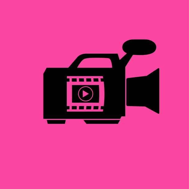 ikona ploché kamery videa - Vektor, obrázek