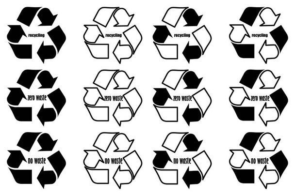Recycling - geen afval - nul afval, recycle logo - Vector, afbeelding