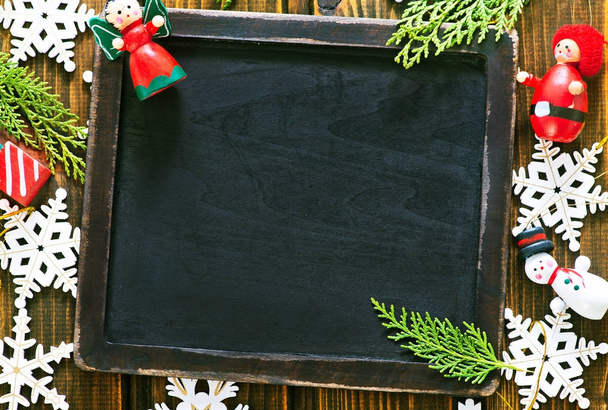 Chalkboard with new year toys  - Foto, Imagem