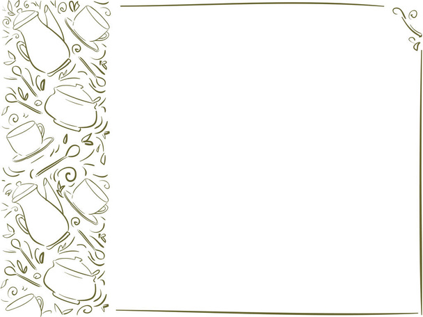 Arrière-plan avec motif de vaisselle olive rayé à gauche - cadre
 - Vecteur, image