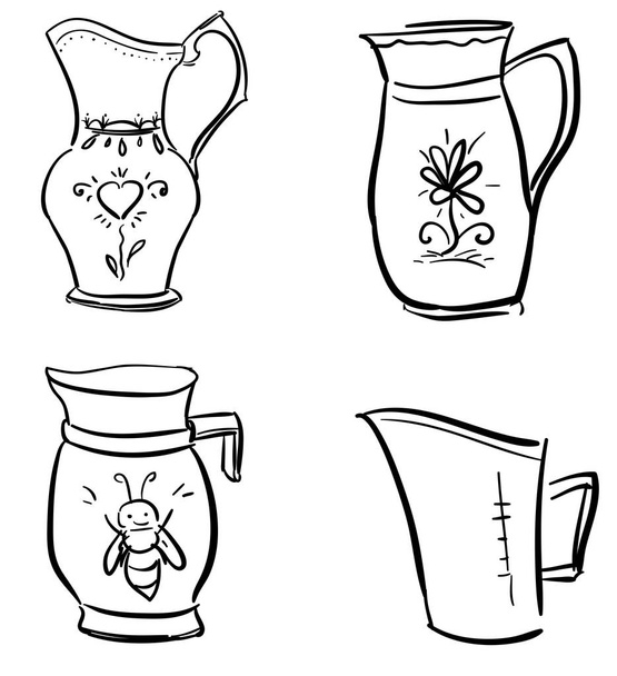 Conjunto de jarros de vetor doodle
 - Vetor, Imagem