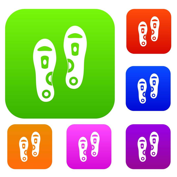 Orthopedic insoles set color collection - Vector, Image
