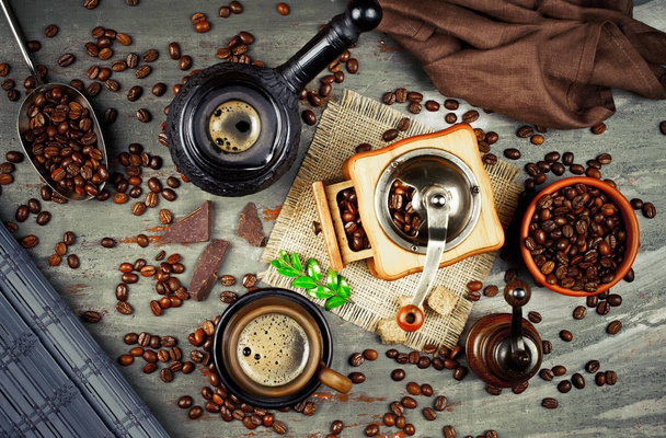 Černá káva je horký nápoj - Fotografie, Obrázek