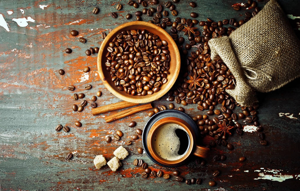 Černá káva je horký nápoj - Fotografie, Obrázek