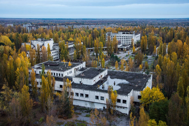 Panoráma Pripyat az elhagyott város Ukrajnában - Fotó, kép