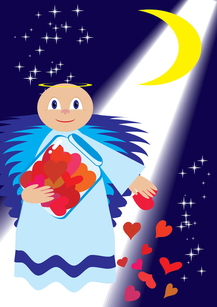 Святой Валентин сварит любовь по ночам
 - Вектор,изображение