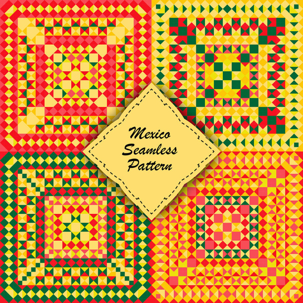 set mexico pattern. Pixel bright background in Mexican style - Wektor, obraz