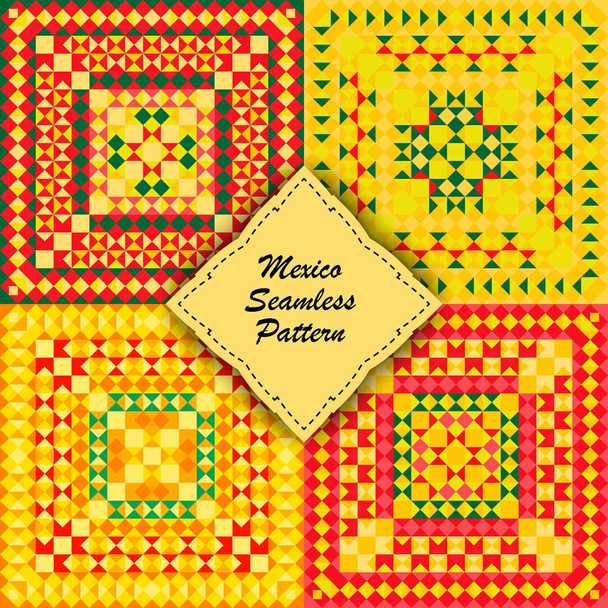 set mexico pattern. Pixel bright background in Mexican style - Vector, imagen