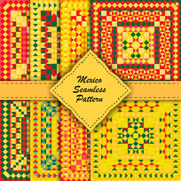 set mexico pattern. Pixel bright background in Mexican style - Vector, afbeelding
