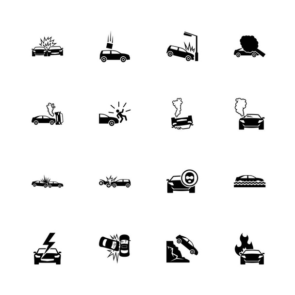 Car Crashes - Flat Vector Icons - Vector, Image