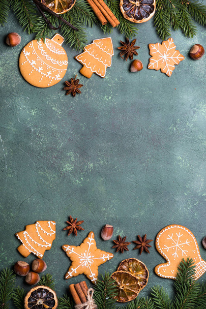 Christmas gingerbread cookies - Fotoğraf, Görsel