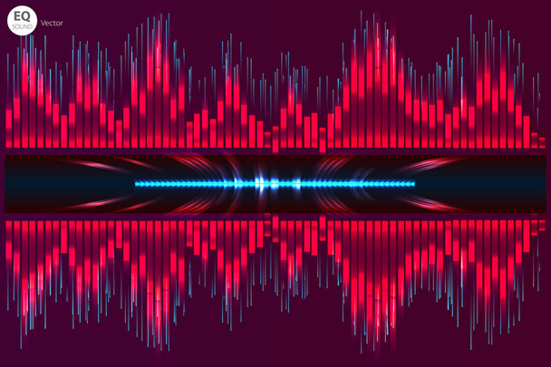 Music beat vector.  lights background. Abstract equalizer. Sound Wave. Audio equalizer technology. Detailed vector bokeh. Space For Text. - Vector, Image