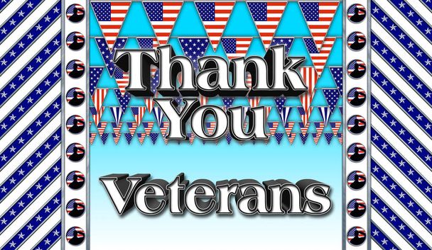 Illustration de stock - Merci vétérans, Illustration 3D, Honorer tous ceux qui ont servi, Modèle de vacances américain
. - Photo, image