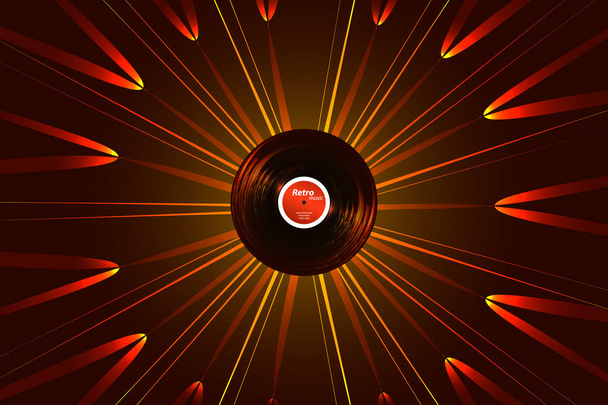 ビニール レコードのディスクのレトロ, ビンテージ ベクトルの背景  - ベクター画像