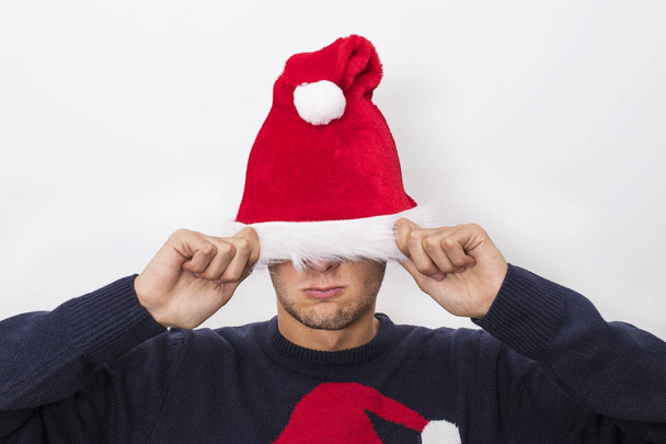 man isolated with christmas  - Photo, Image