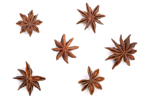 Star anise isolated on white background. Top view - Fotó, kép