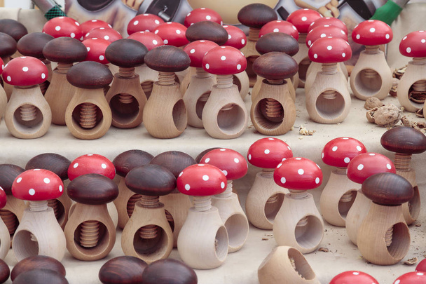 several mushroom shaped nutcrackers - Photo, Image