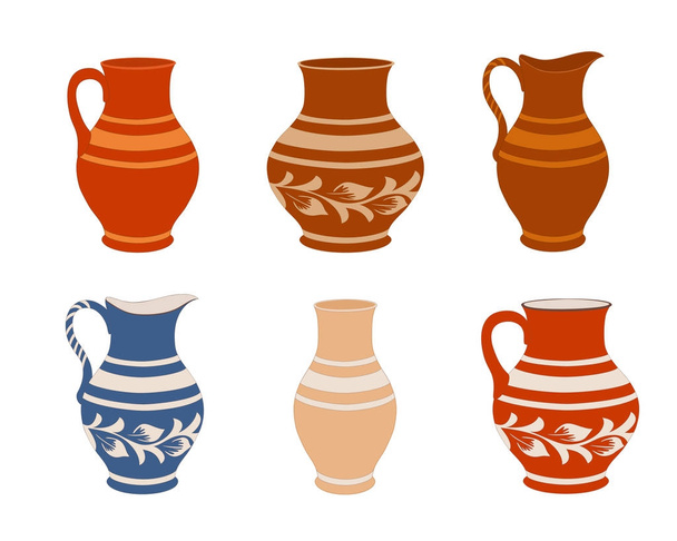 Set of ceramic crockery. - Вектор,изображение