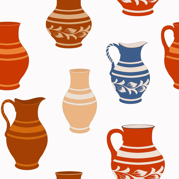Seamless pattern from ceramic crockery. - Vector, Image