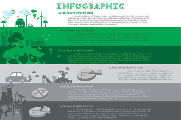 Πράσινη πόλη Infographic που με γραφήματα και άλλα στοιχεία. Vector εικονογράφηση. - Διάνυσμα, εικόνα
