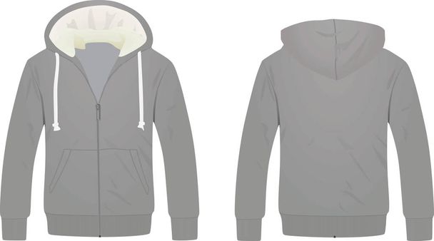 Grey hoodie on white background - Vector, Image