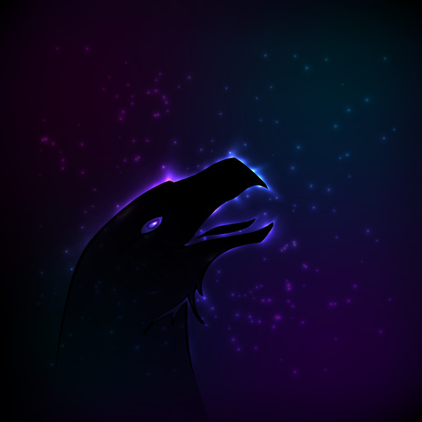 Silhouette of eagle at night. Vector illustration. - Vector, Image