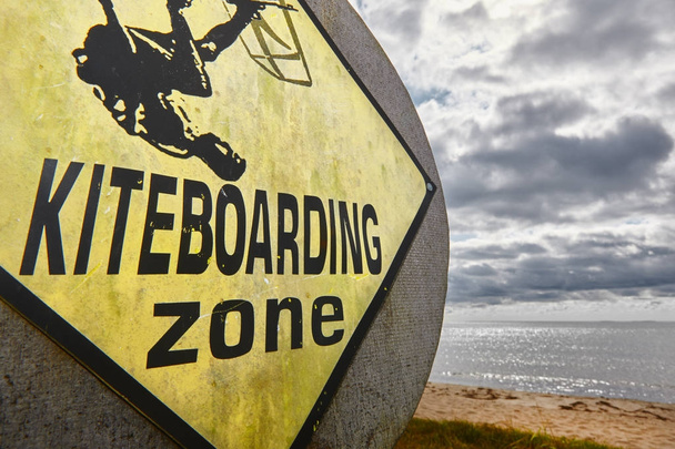 Kiteboarding area signal on a sandy beach. Extreme sport.  - Photo, Image
