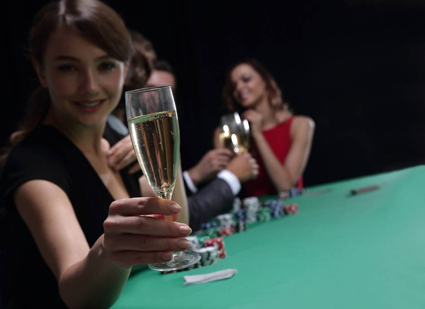 young beautiful woman playing in casino - Foto, Imagem