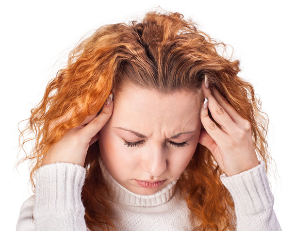 Kobieta cierpiąca na ból głowy - Zdjęcie, obraz