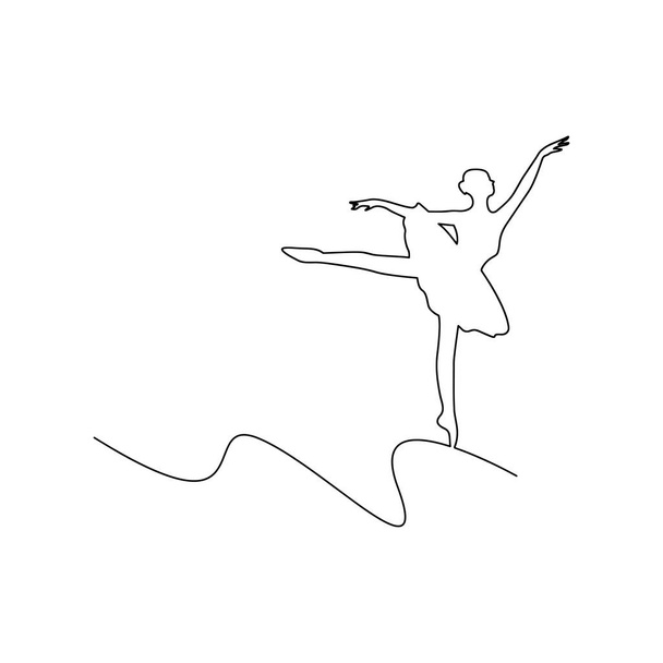 Ballerina Tanz Vektor Illustration geschwungene Linie, isoliert auf weißem Hintergrund mit Copyspace - Vektor, Bild